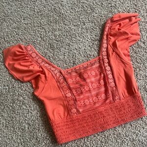Forever 21 Coral Lace Blouse